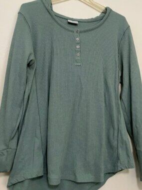 Women’s Columbia Weekday Waffle Hooded Henley Long Sleeve shirt green 1x